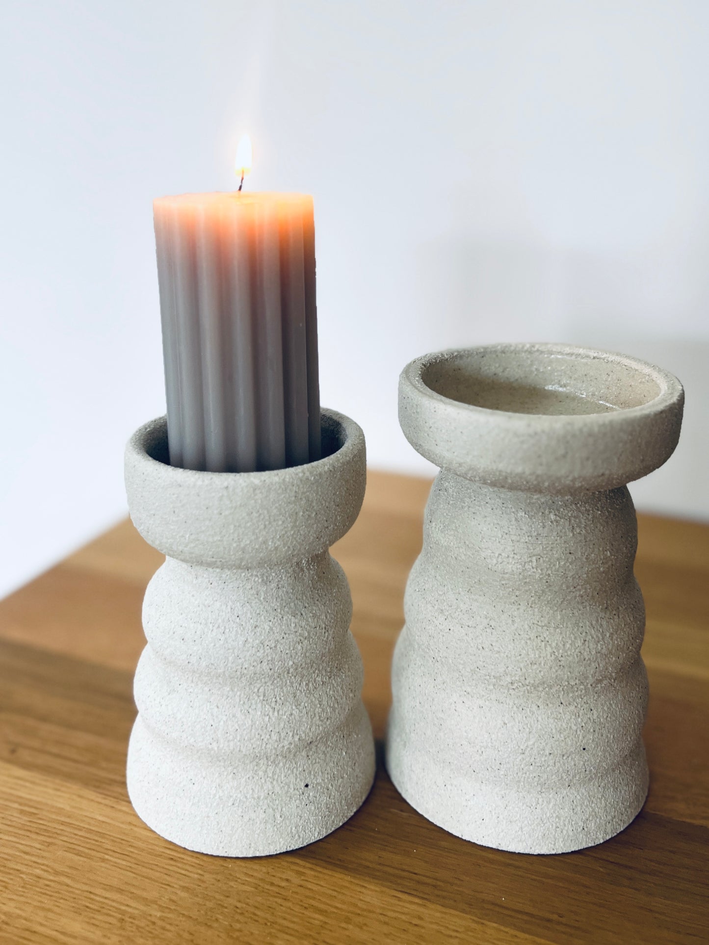 Rippled candlestick holders