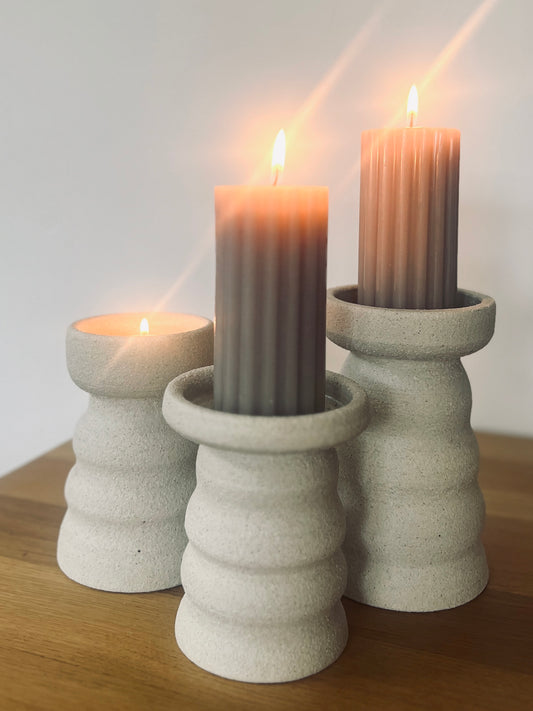 Rippled candlestick holders