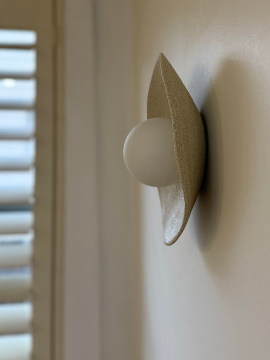 Natural clay wall sconce- dimpled