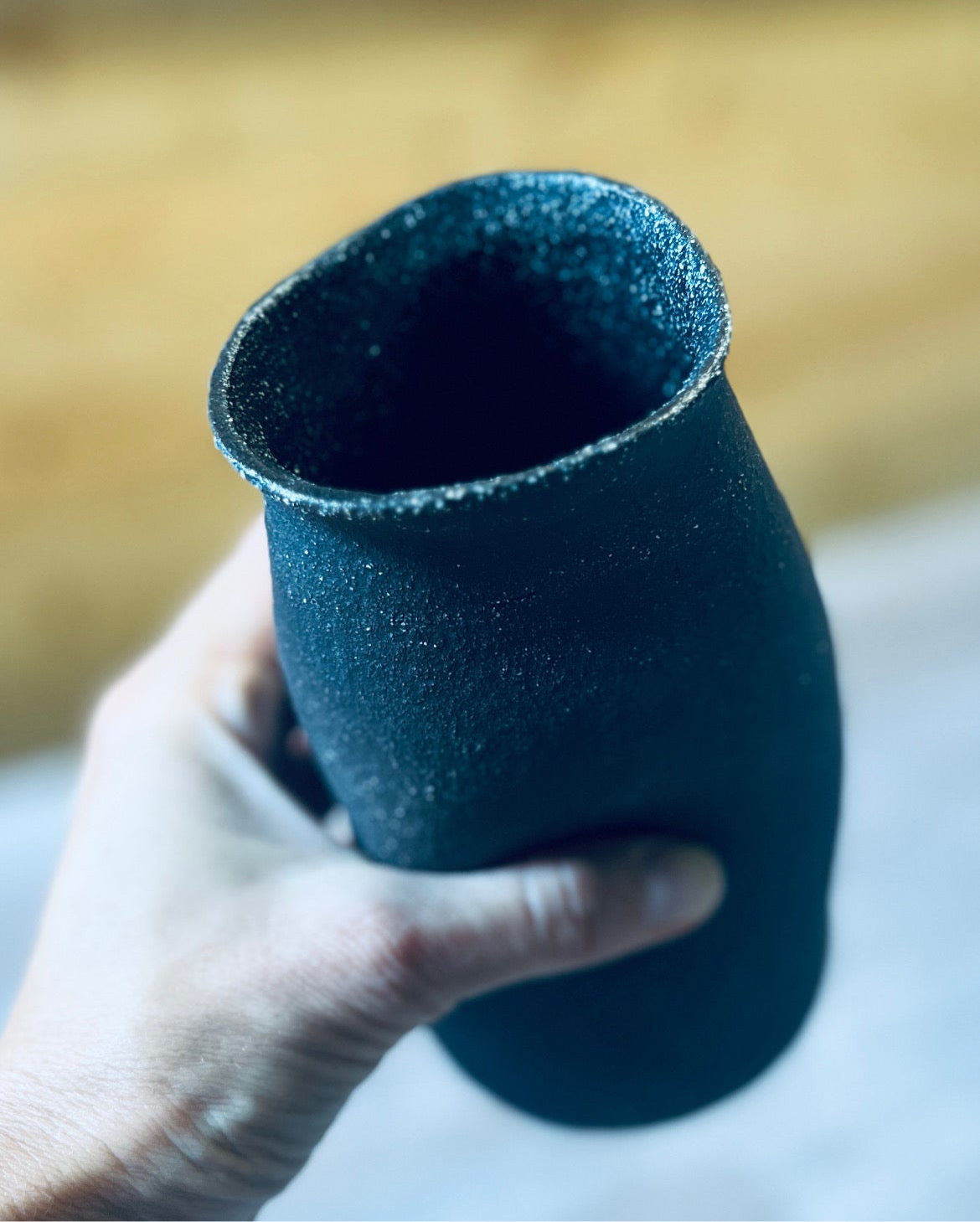 Organic raw clay vase