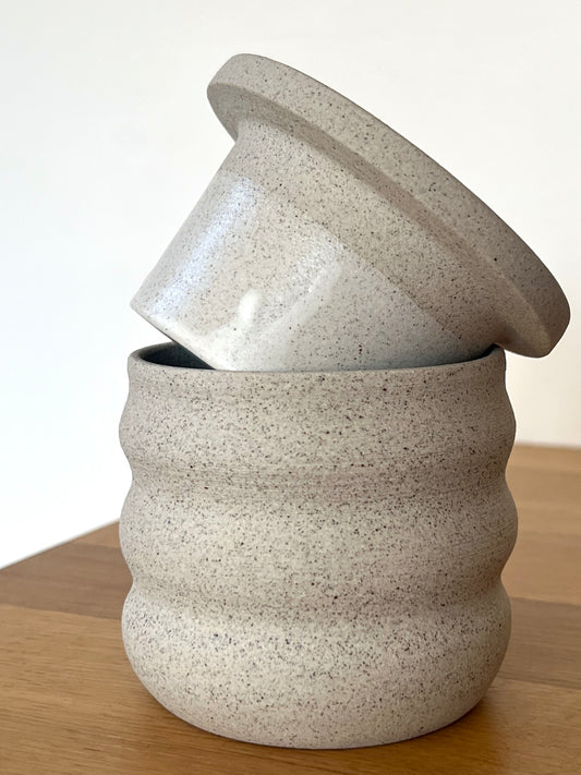 French butter bell- Rippled- Grey Speckled
