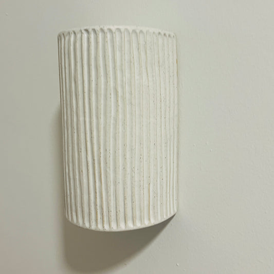 Carved wall sconce- speckled white